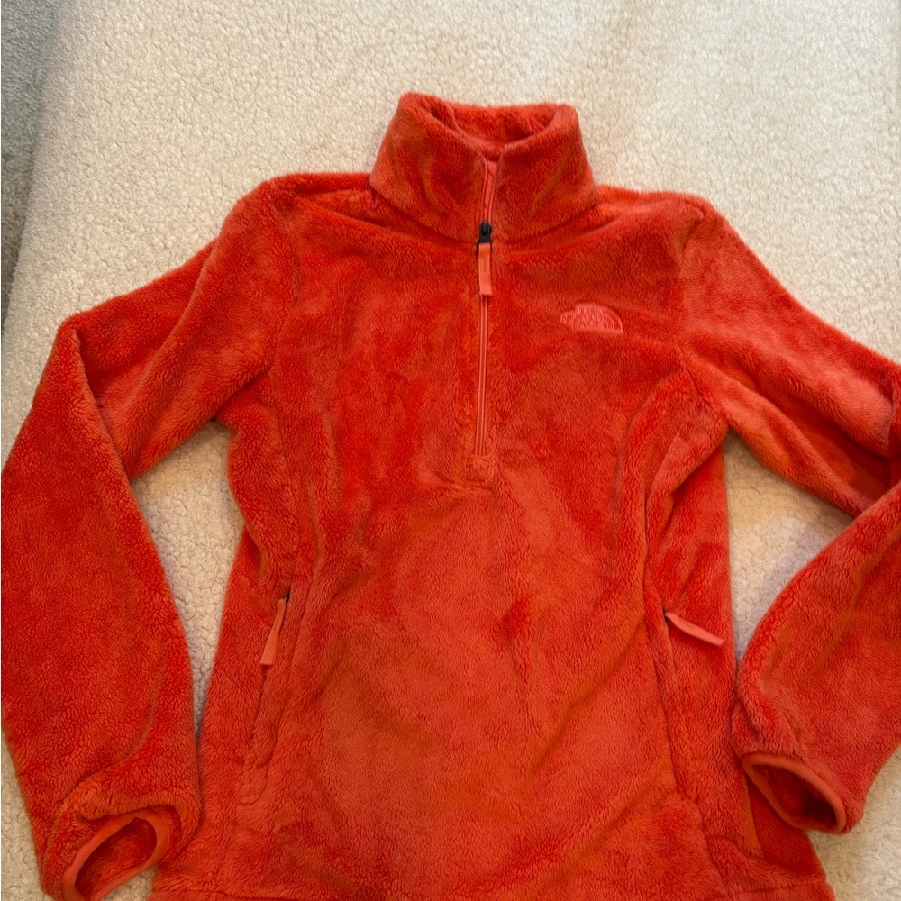 Cozy Bright Orange North Face Fleece Pullover